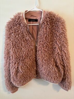 Zara Dusty Rose Teddy Faux Shearling Jacket